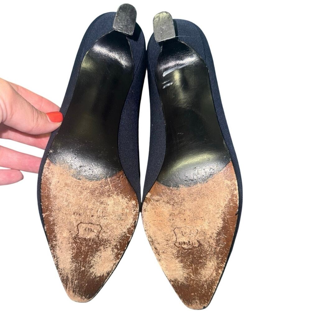 Vintage Navy Blue Stuart Weitzman Almond Toe Pumps Size 8B - Picture 4 of 4